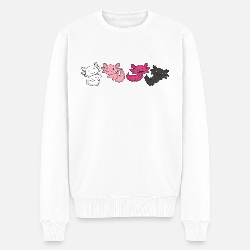 Transfem Drapeau Pride LGBTQ Axolotl - Pull Premium bio Homme - blanc