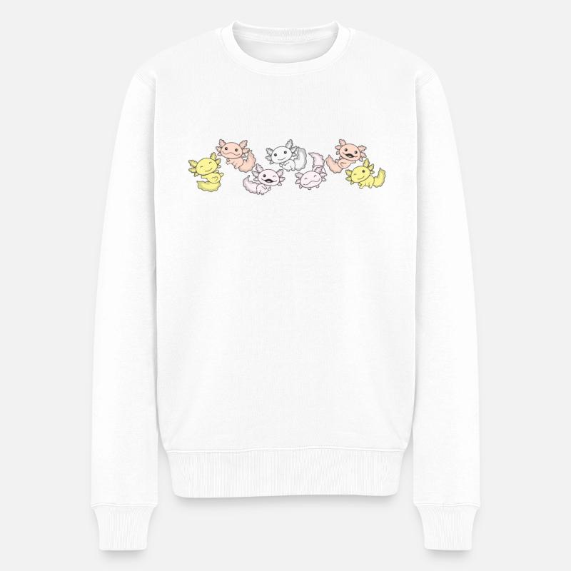 Pangender Flag Pride LGBTQ Axolotl - Männer Premium Bio Pullover - Weiß