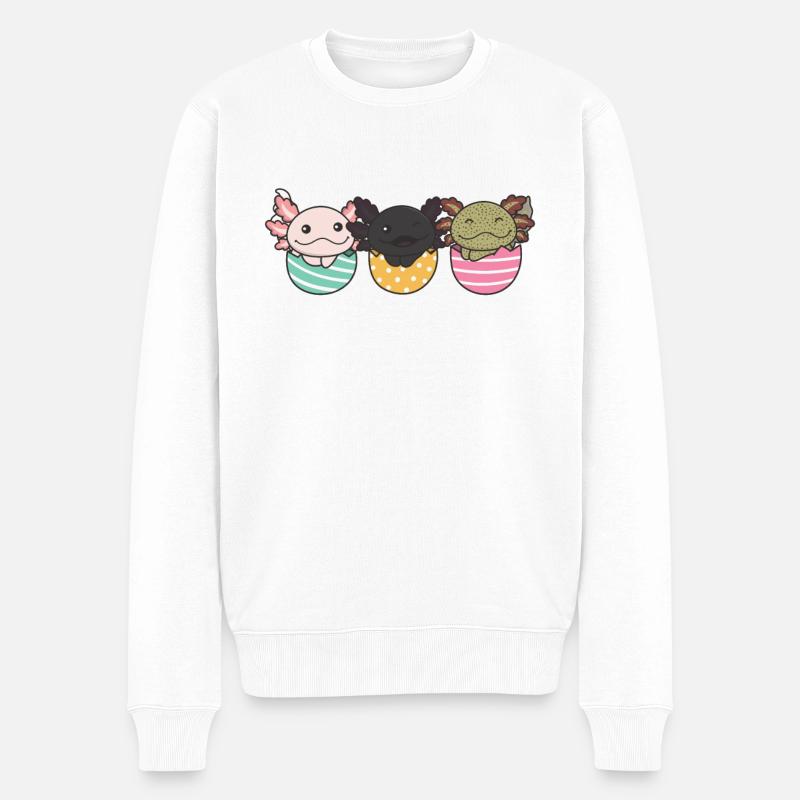 süße Axolotls zu Ostern mit Ostereiern Axolotl - Männer Premium Bio Pullover - Weiß