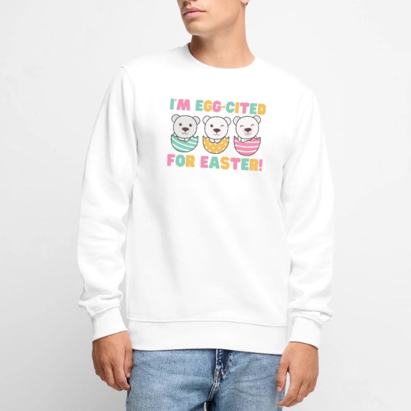 cute polar bears at Easter with Easter eggs polar bear Men's Premium Organic Jumper