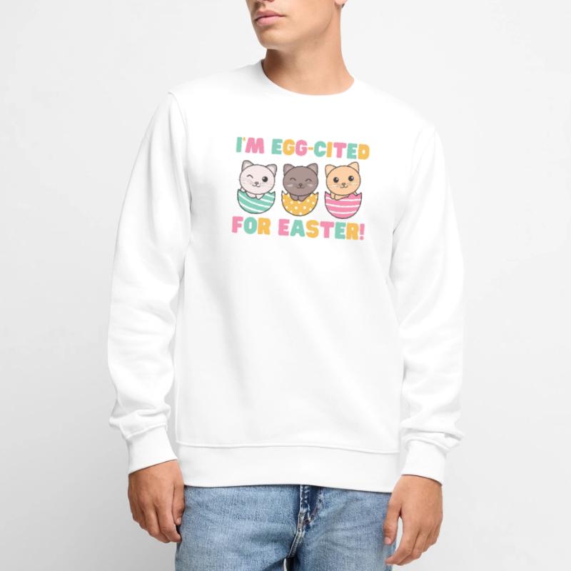 cute cats at Easter with Easter eggs cat Men's Premium Organic Jumper