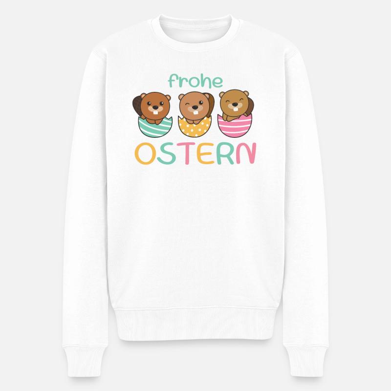 süße Bibern zu Ostern mit Ostereiern Biber - Männer Premium Bio Pullover - Weiß