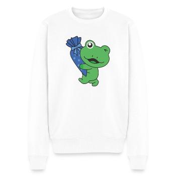 bye bye Kindergarten hallo Schule Frosch - Männer Premium Bio Pullover - Weiß - Vorne - Thijin (182cm)