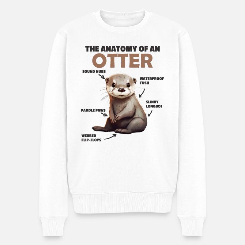 süße Otter Erklärung Anatomy of an Otter - Männer Premium Bio Pullover - Weiß