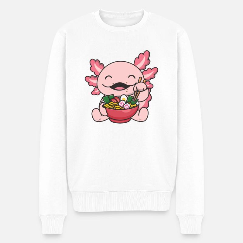 But first Ramen süße Axolotl isst Ramen - Männer Premium Bio Pullover - Weiß