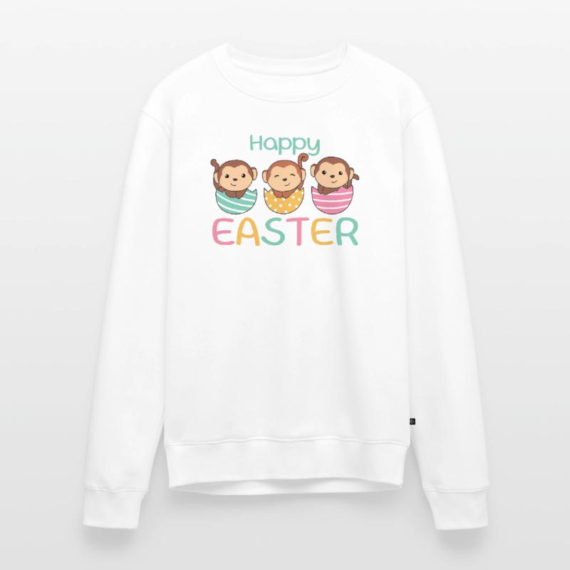 cute monkeys at Easter with Easter eggs monkey Men's Premium Organic Jumper