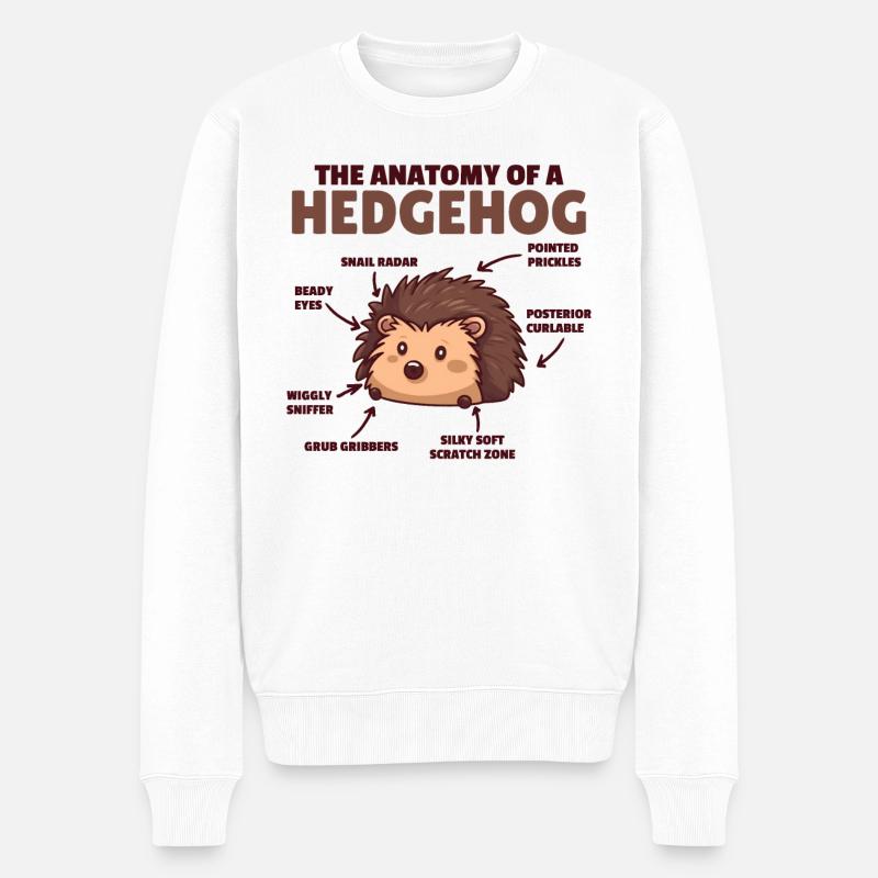süßer Igel Erklärung Anatomy of a Hedgehogs - Männer Premium Bio Pullover - Weiß