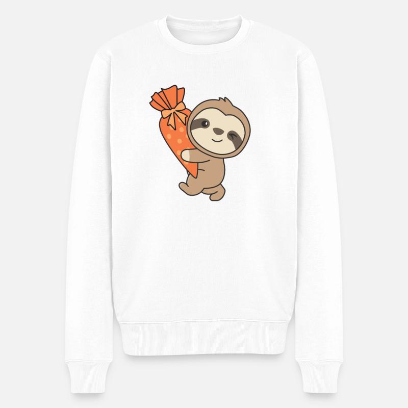 bye bye Kindergarten hallo Schule Faultier - Männer Premium Bio Pullover - Weiß