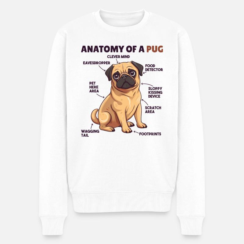 Hunde Erklärung Anatomy eines Mops - Männer Premium Bio Pullover - Weiß