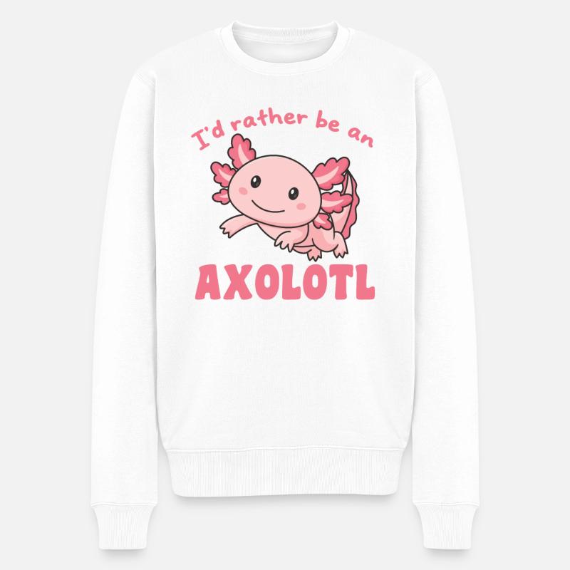 Ich wäre lieber ein Axolotl - süßes Axolotl - Männer Premium Bio Pullover - Weiß