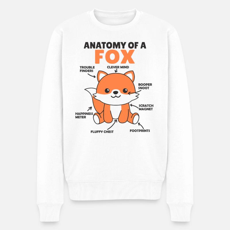 süßer Fuchs Erklärung Anatomy of a Fox - Männer Premium Bio Pullover - Weiß