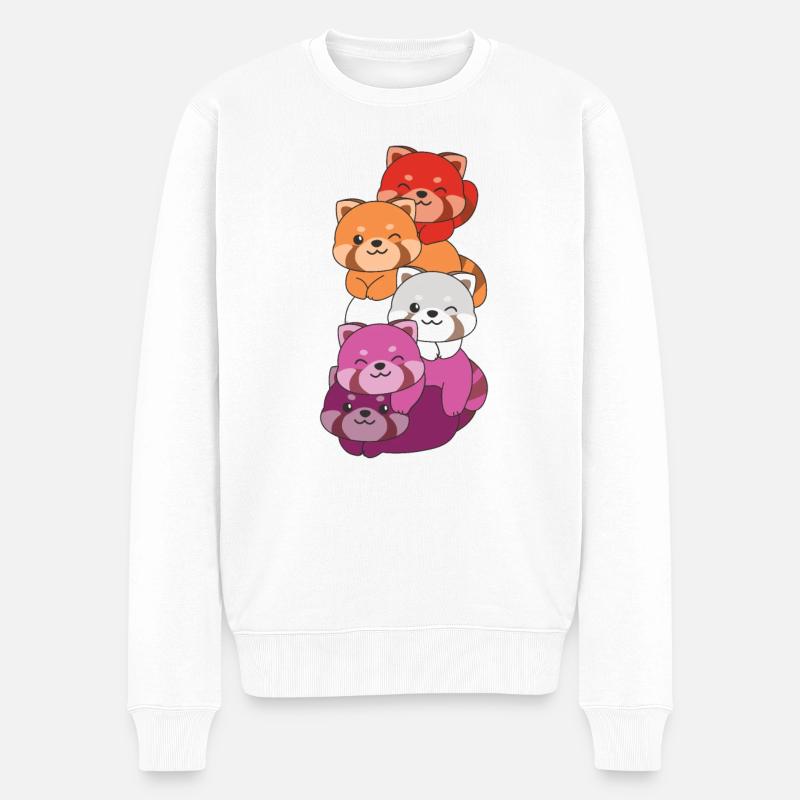 Lesbische Flag Pride LGBTQ süßer Roter Panda - Männer Premium Bio Pullover - Weiß