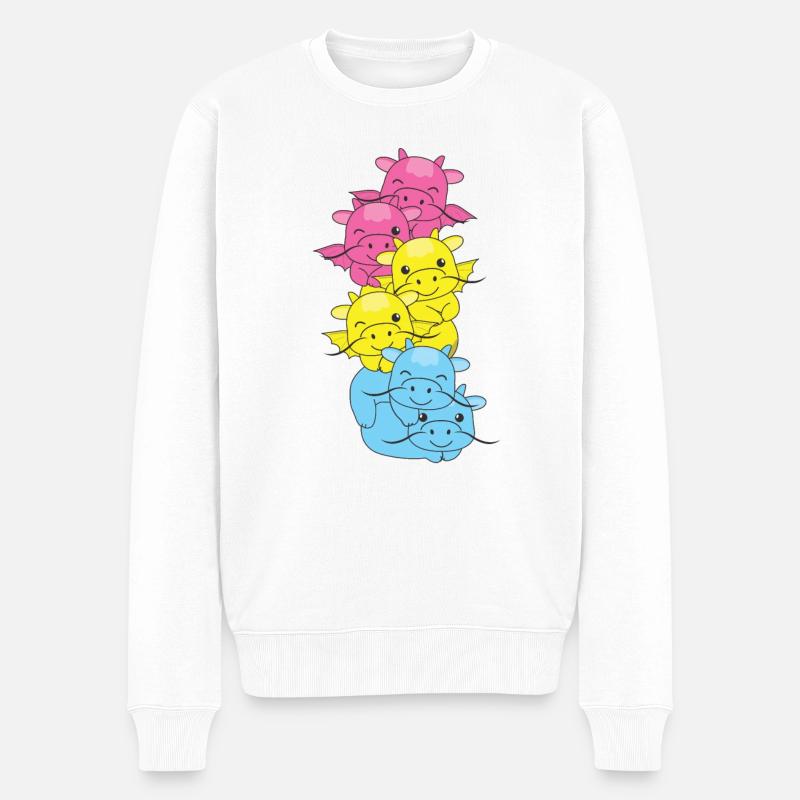 Pansexuell Flag Pride LGBTQ süßer Drache - Männer Premium Bio Pullover - Weiß