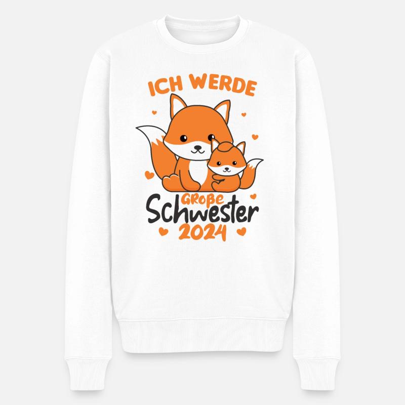 süße Füchse Ich werde Große Schwester 2024 - Männer Premium Bio Pullover - Weiß