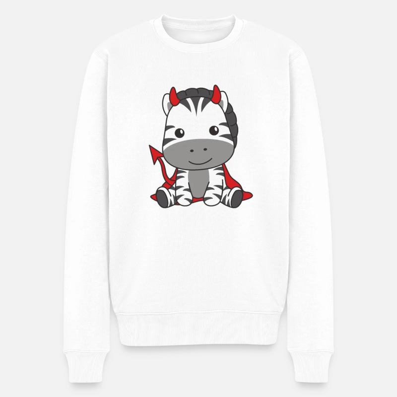 Zebra Happy Halloween Teufel Kostüm - Männer Premium Bio Pullover - Weiß