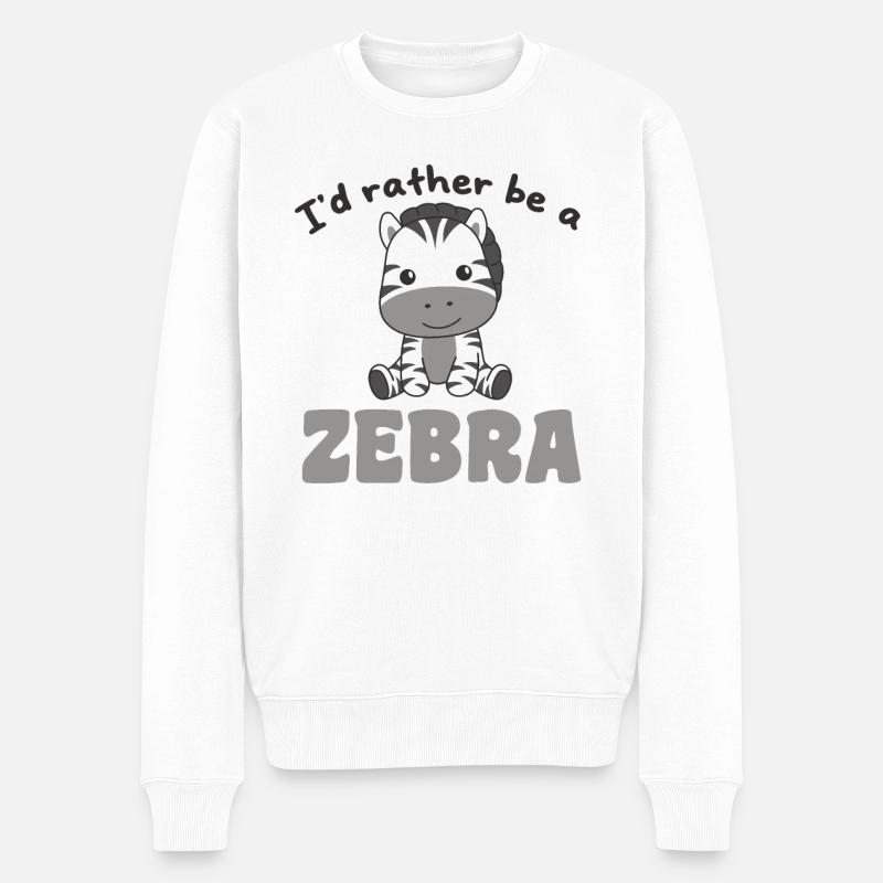 Ich wäre lieber ein Zebra - süßes Zebra - Männer Premium Bio Pullover - Weiß