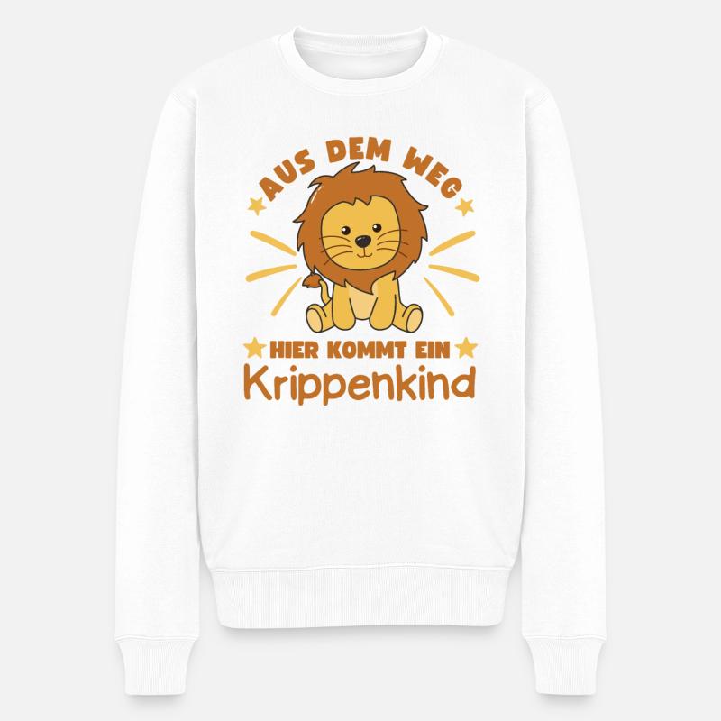 Aus Dem Weg Hier Kommt Ein Krippenkind Löwe - Männer Premium Bio Pullover - Weiß