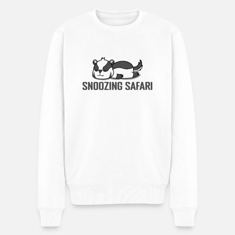 Snoozing Safari Pyjama Schlafanzug - Männer Premium Bio Pullover - Weiß