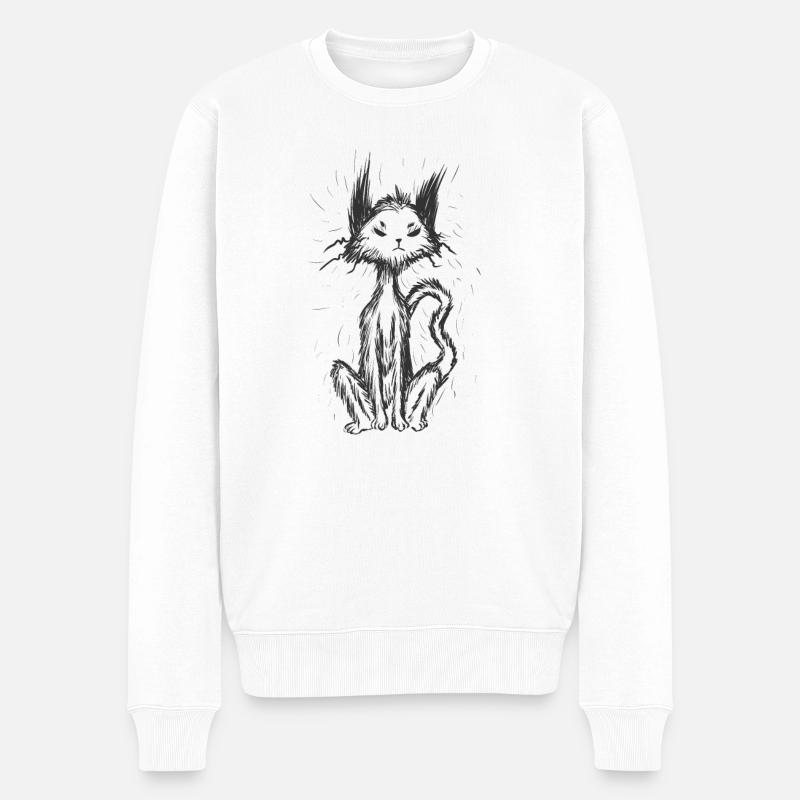 Gothic Cat Horreur Mélancolie - Pull Premium bio Homme - blanc