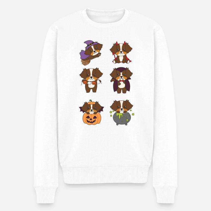 Australian Shepherd Halloween Devil Pumpkin - Men's Premium Organic Jumper - white