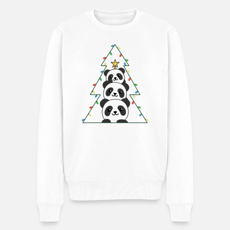 Panda Arbre de Noël Animaux de Noël Pandas - Pull Premium bio Homme - blanc