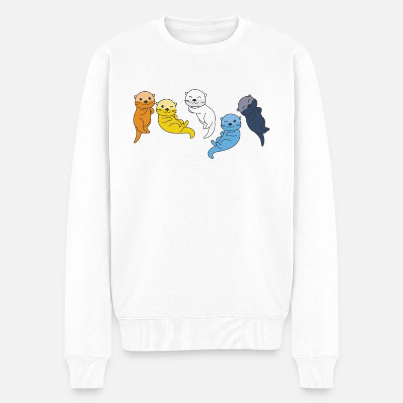 Aroace Flag Pride LGBTQ süßer Otter - Männer Premium Bio Pullover - Weiß
