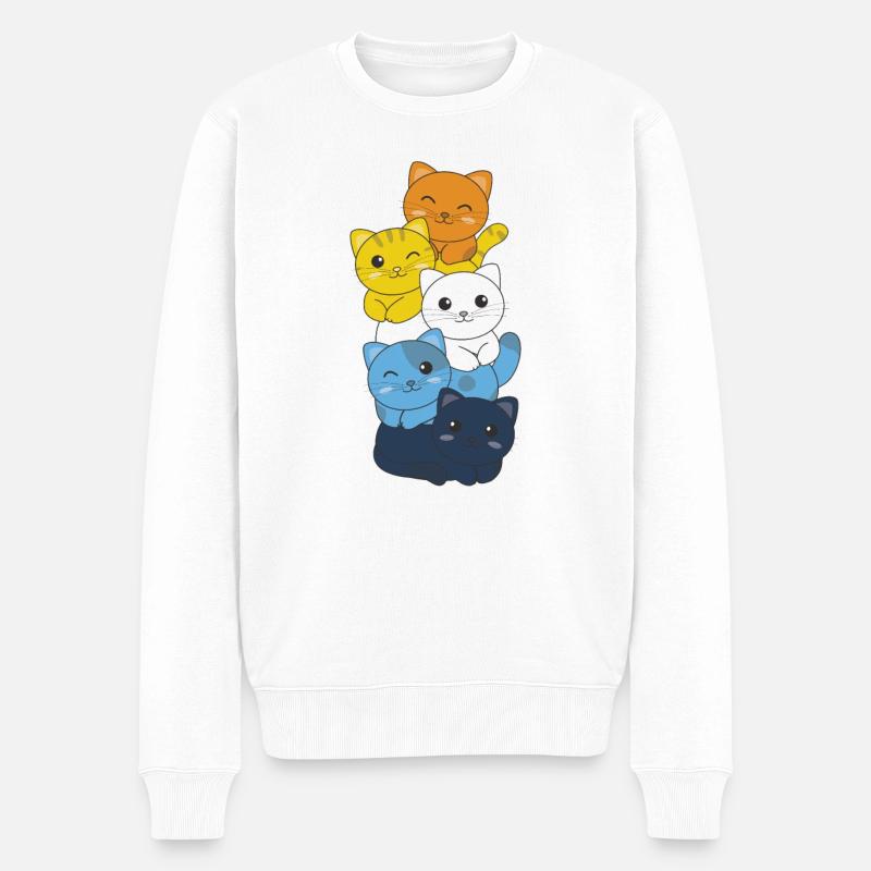 aroace Flag Pride LGBTQ süßer Katzen Haufen - Männer Premium Bio Pullover - Weiß