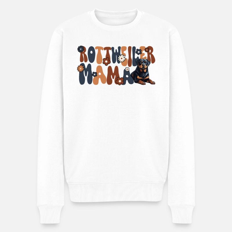 Rottweiler Groovy Rottweiler Mama - Männer Premium Bio Pullover - Weiß