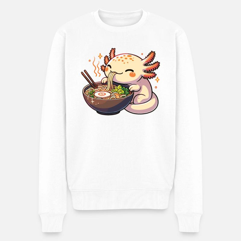 But first Ramen süße Axolotl isst Ramen - Männer Premium Bio Pullover - Weiß