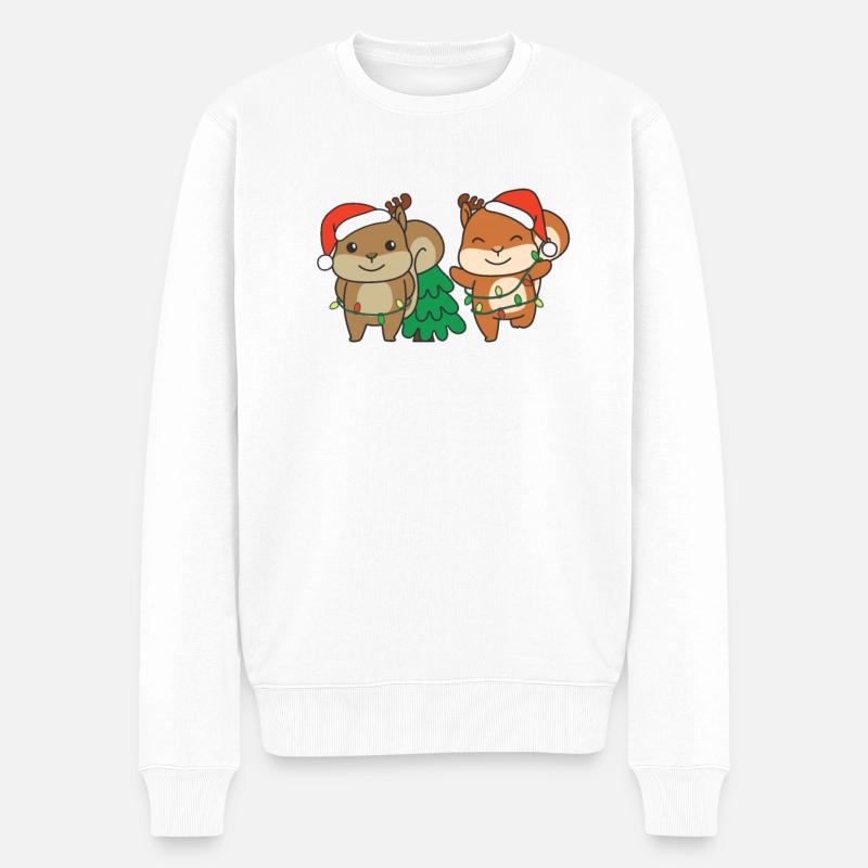Eichhörnchen Weihnachten Winter Tiere Eichhörnchen - Männer Premium Bio Pullover - Weiß