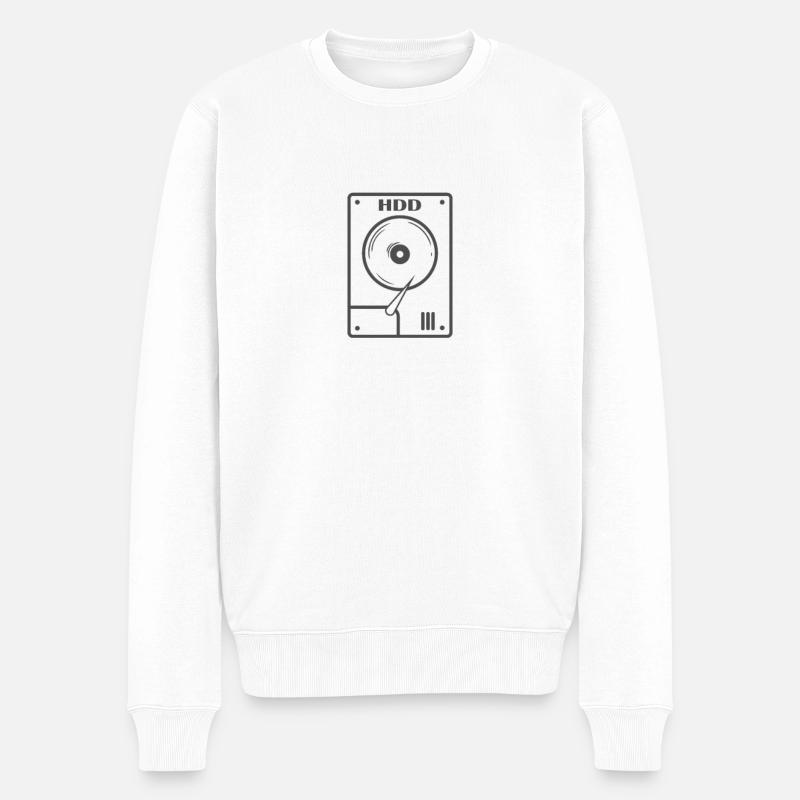 HDD Festplatte Retrospeichermodul - Männer Premium Bio Pullover - Weiß