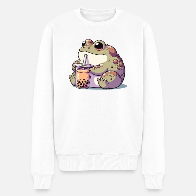 Kawaii Kröten Bubble Tea Boba Kröte - Männer Premium Bio Pullover - Weiß