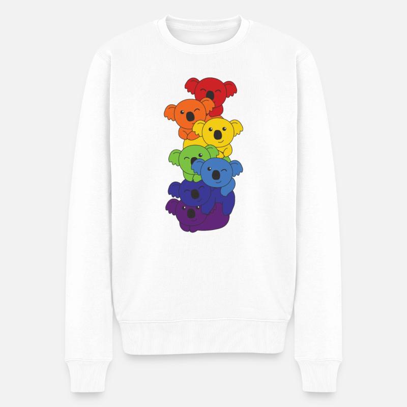 Regenbogen Flag Pride LGBTQ süßer Koala Stapel - Männer Premium Bio Pullover - Weiß