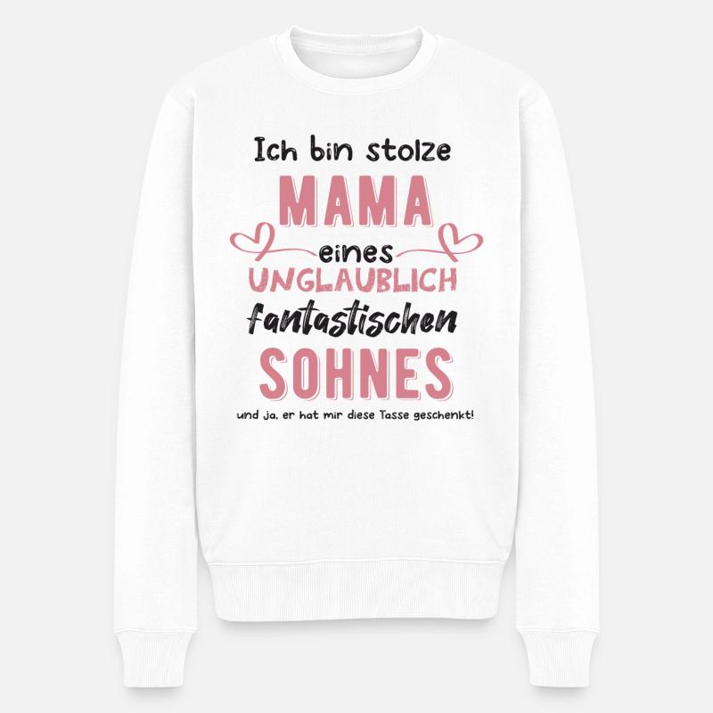 Mama von Sohn - Männer Premium Bio Pullover - Weiß