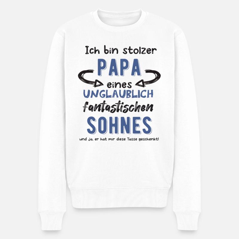 Papa von Sohn - Männer Premium Bio Pullover - Weiß