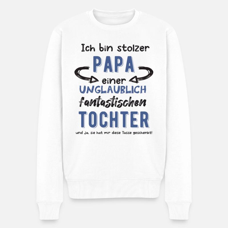 Papa von Tochter - Männer Premium Bio Pullover - Weiß