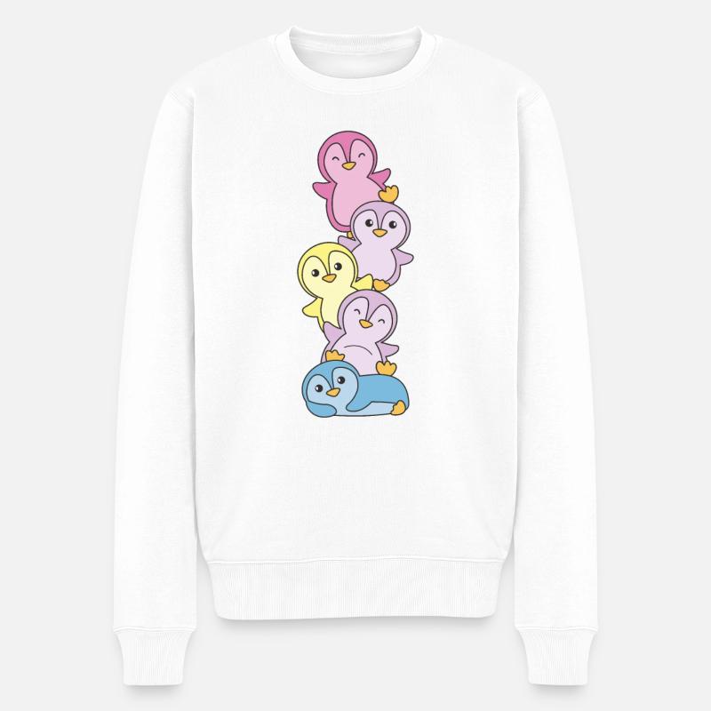 aporagender Flag Pride LGBTQ süße Pinguin - Männer Premium Bio Pullover - Weiß
