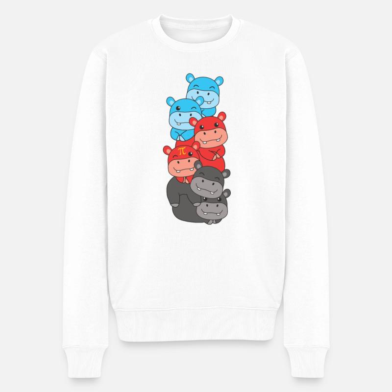 Polyamour Drapeau Fierté LGBTQ Hippopotame mignon - Pull Premium bio Homme - blanc