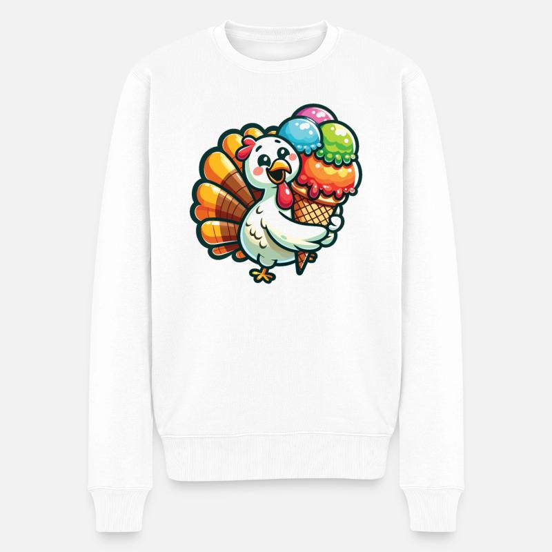 Dinde de Thanksgiving avec glace - Pull Premium bio Homme - blanc