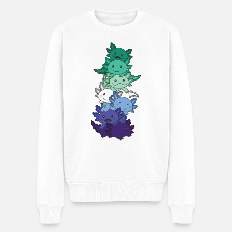 Drapeau Gay Gay Pride LGBTQ Axolotl - Pull Premium bio Homme - blanc