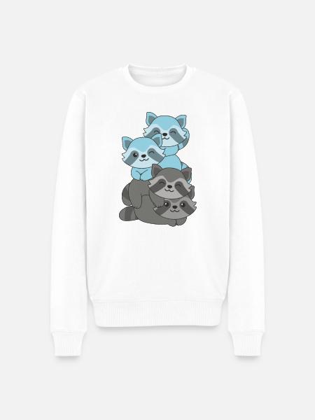 Autoseksuel flagstolthed LGBTQ sød vaskebjørn - Økologisk premium-sweatshirt til mænd - hvid