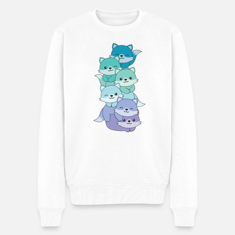 Neptunic Flag Pride LGBTQ süßer Fuchs Stapel - Männer Premium Bio Pullover - Weiß
