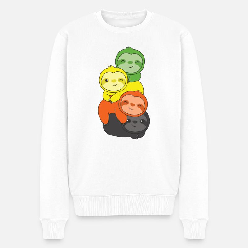 aromantic Flagge Pride LGBTQ süßer Faultier Haufen - Männer Premium Bio Pullover - Weiß