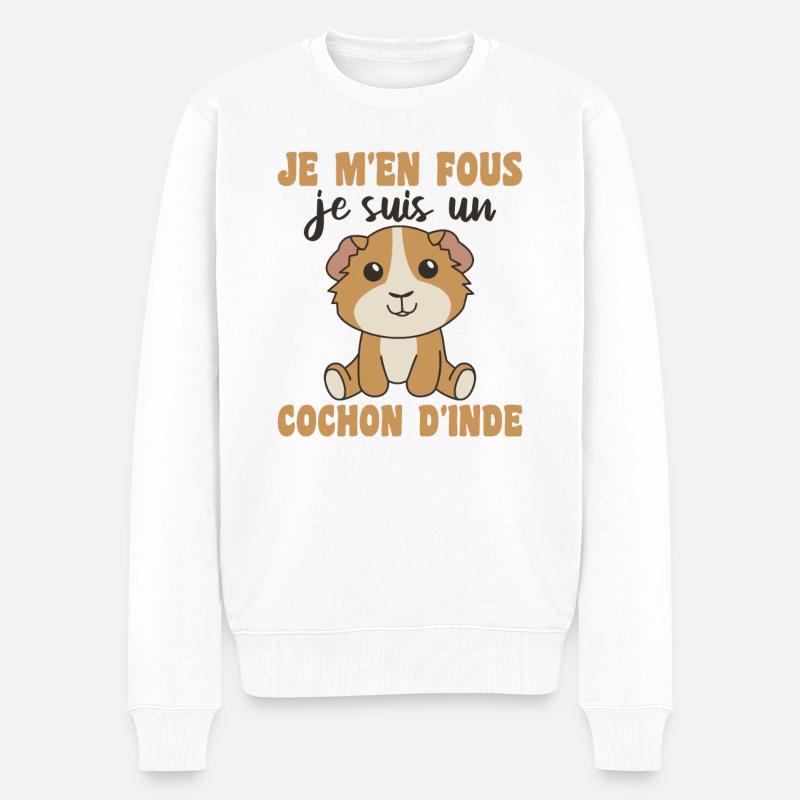 Je m'en fous je suis un cochon d'inde - Männer Premium Bio Pullover - Weiß