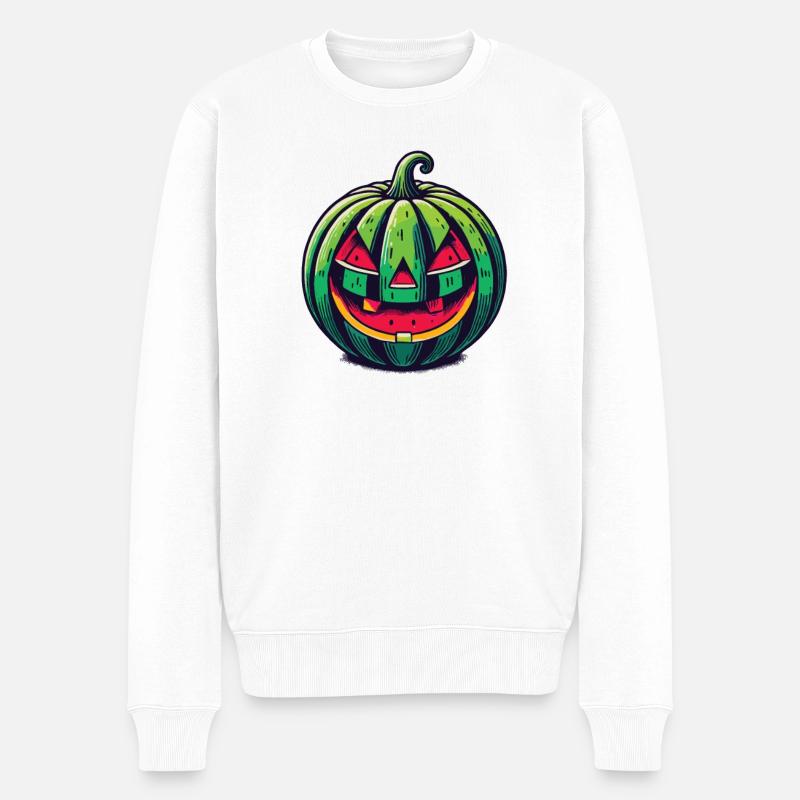 Happy Summerween Sommer Halloween Wassermelone - Männer Premium Bio Pullover - Weiß