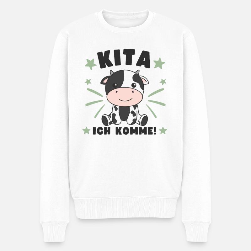 Kita j’arrive Kitakind Vache - Pull Premium bio Homme - blanc