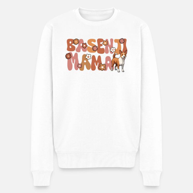 Basenji Groovy Basenji Mama - Pull Premium bio Homme - blanc