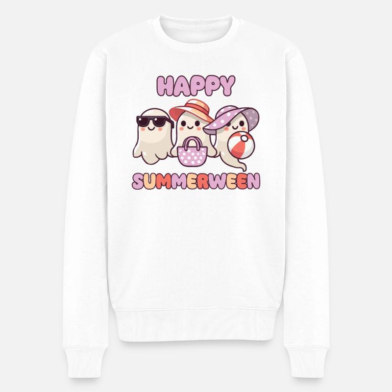 Joyeux étéentre l’été Halloween fantôme - Pull Premium bio Homme - blanc