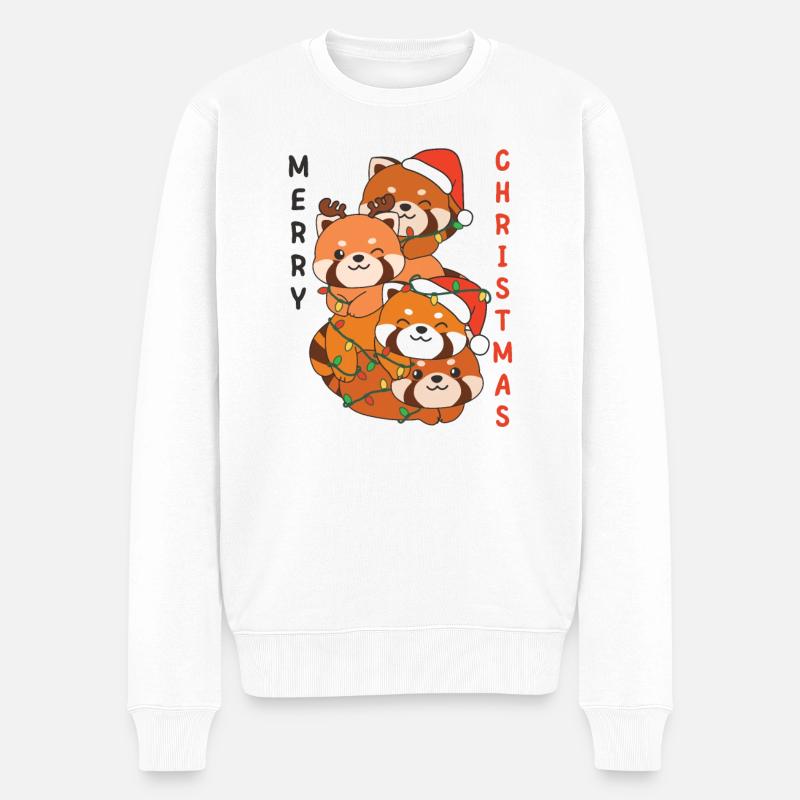 Roter Panda Weihnachtsbaum Weihnachts Tiere - Männer Premium Bio Pullover - Weiß