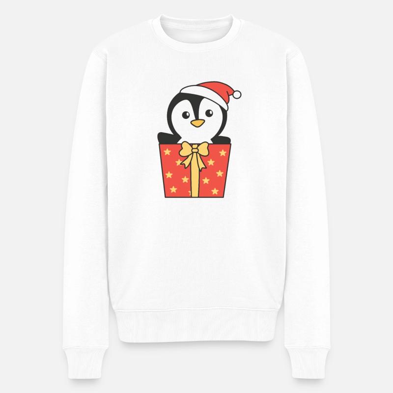 Pinguin Weihnachten Geschenk Winter Tiere - Männer Premium Bio Pullover - Weiß